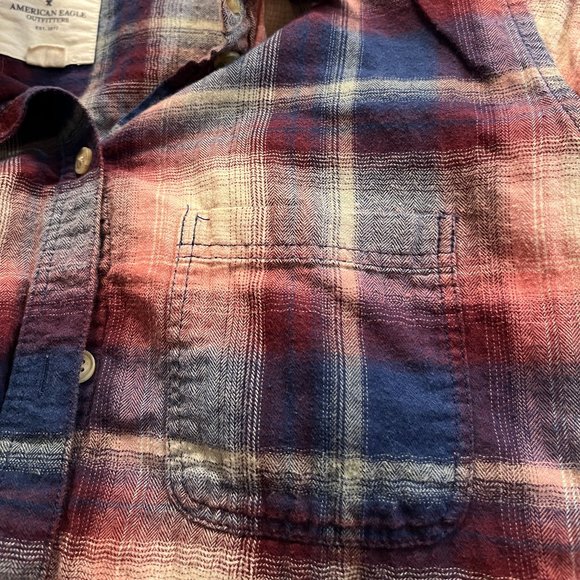 AMERICAN EAGLE OUTFITTERS Plaid Shirt Size Small Cotton Long Sleeves - Picture 8 of 12